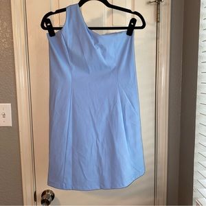 RARE - EUC Outdoor Voices One-Shoulder Dress with Liner in Sky, Size Medium